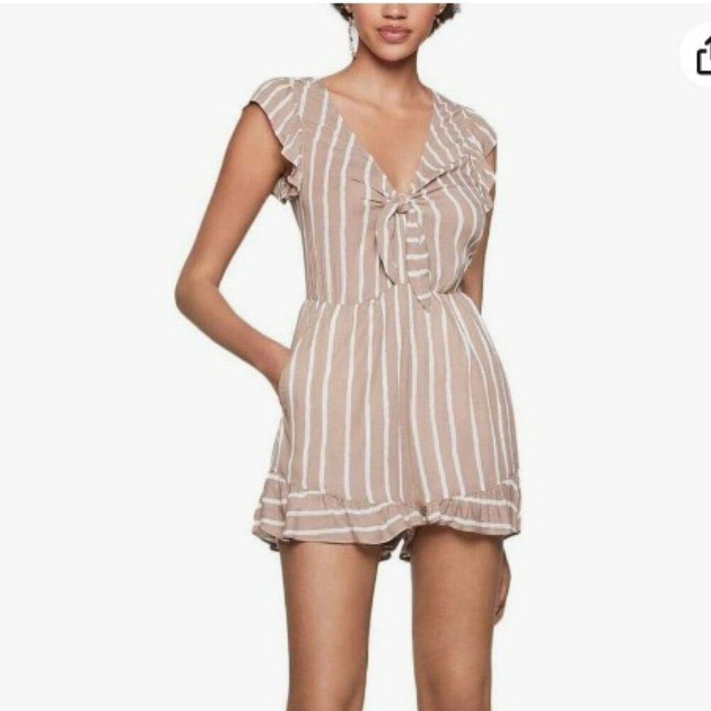 BCBGeneration Nation Stripe Tie Front Romper S